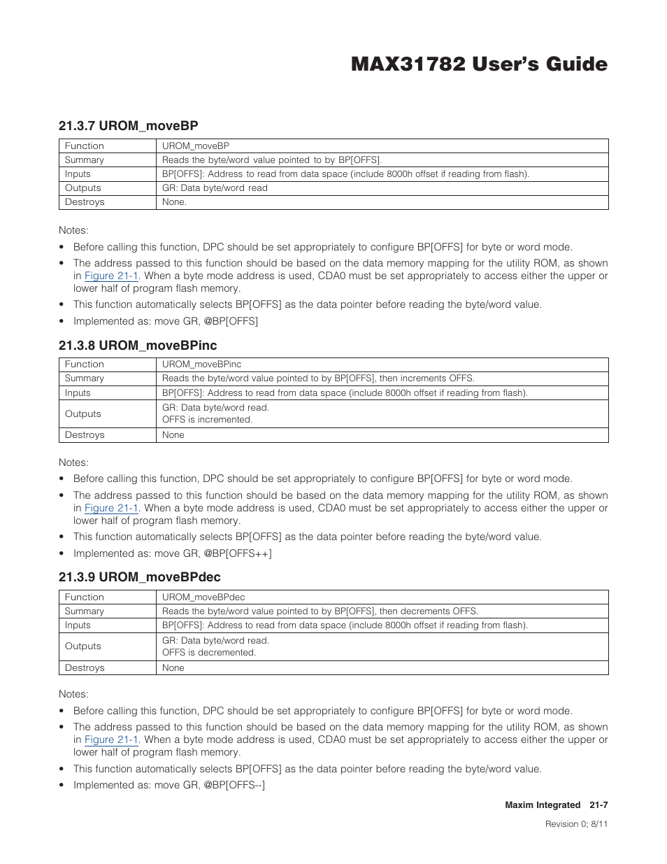 7 urom_movebp, 8 urom_movebpinc, 9 urom_movebpdec | 7urom�movebp, 8urom�movebpinc, 9urom�movebpdec | Maxim Integrated MAX31782 User Manual | Page 220 / 223