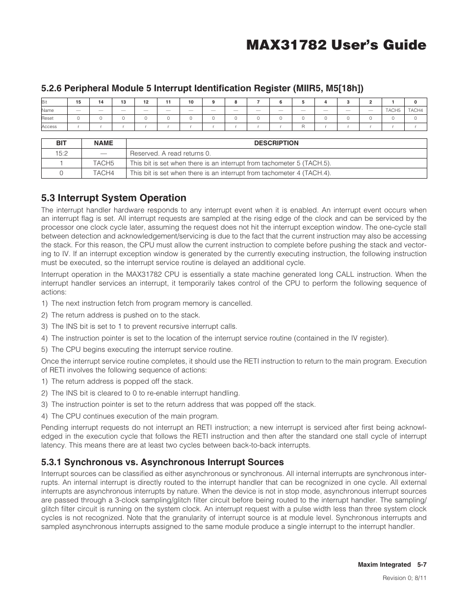 3 interrupt system operation, 1 synchronous vs. asynchronous interrupt sources, 5 .3 interrupt system operation -7 | 3interruptsystemoperation, 1synchronousvs.asynchronousinterruptsources | Maxim Integrated MAX31782 User Manual | Page 42 / 223