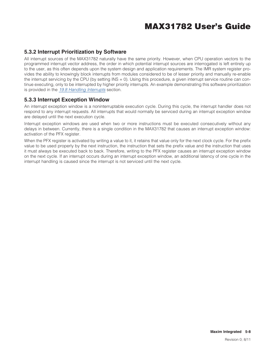 2 interrupt prioritization by software, 3 interrupt exception window | Maxim Integrated MAX31782 User Manual | Page 43 / 223