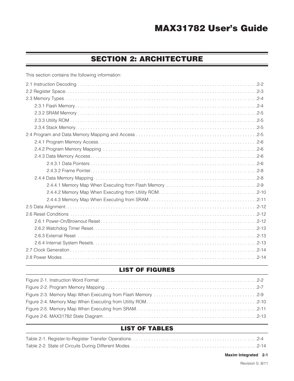 Section 2: architecture, Section 2: architecture -1 | Maxim Integrated MAX31782 User Manual | Page 5 / 223