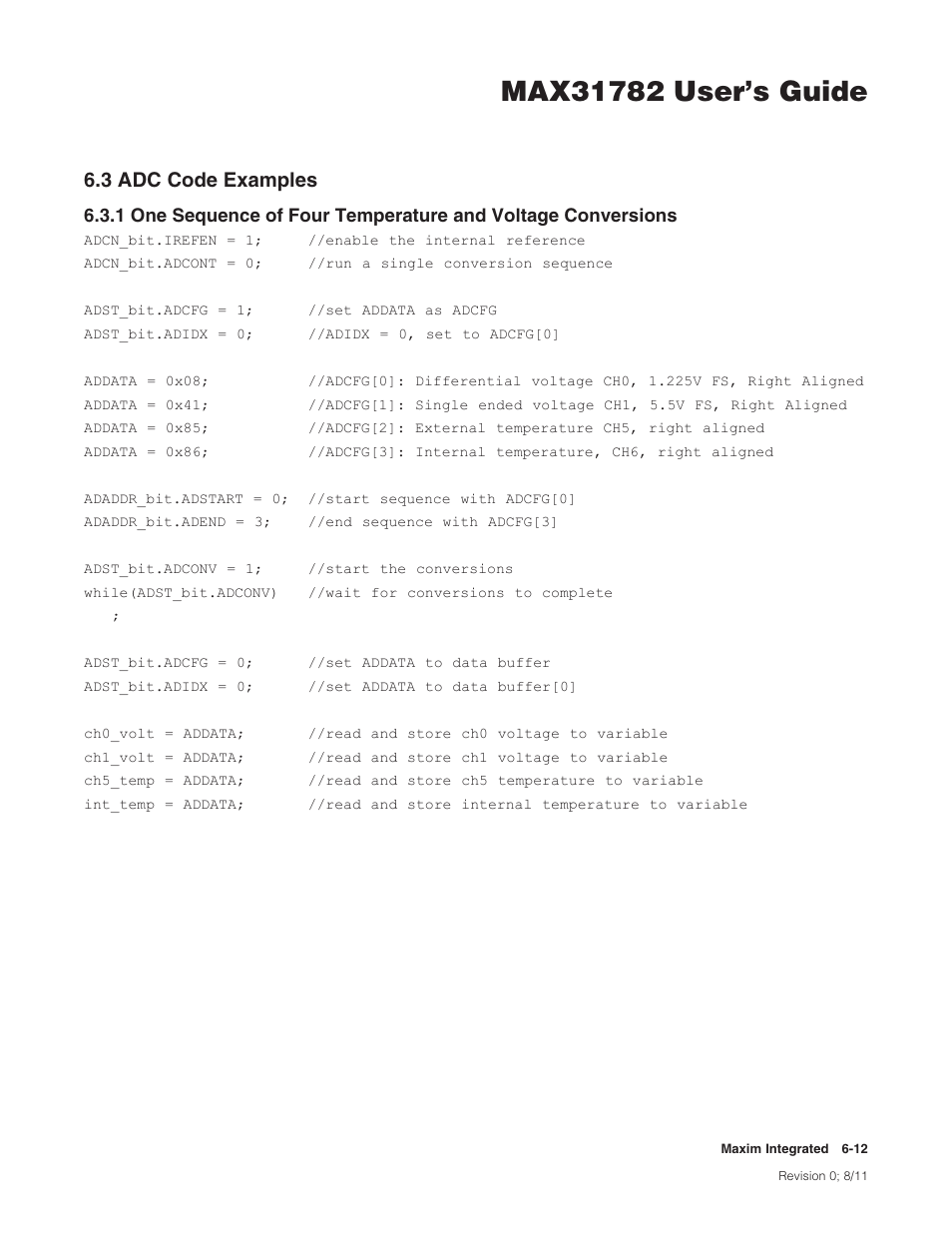 3 adc code examples, 6 .3 adc code examples -12, 3adccodeexamples | Maxim Integrated MAX31782 User Manual | Page 55 / 223