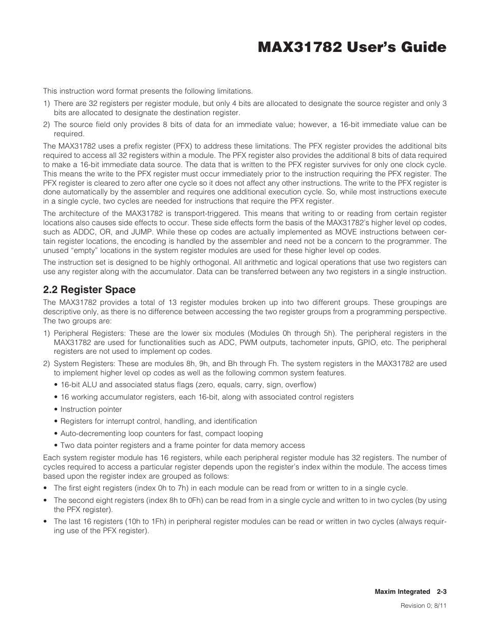 2 register space, 2 .2 register space -3, 2registerspace | Maxim Integrated MAX31782 User Manual | Page 7 / 223