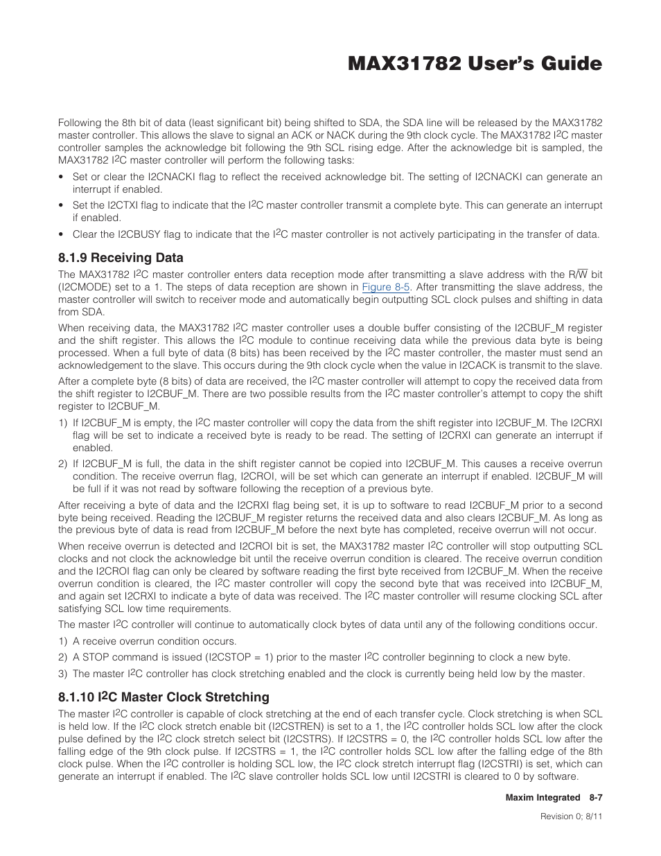 9 receiving data, 10 i2c master clock stretching, 8 .1 .9 receiving data -7 8 .1 .10 i | C master clock stretching -7, 9receivingdata, 10i, Cmasterclockstretching | Maxim Integrated MAX31782 User Manual | Page 75 / 223