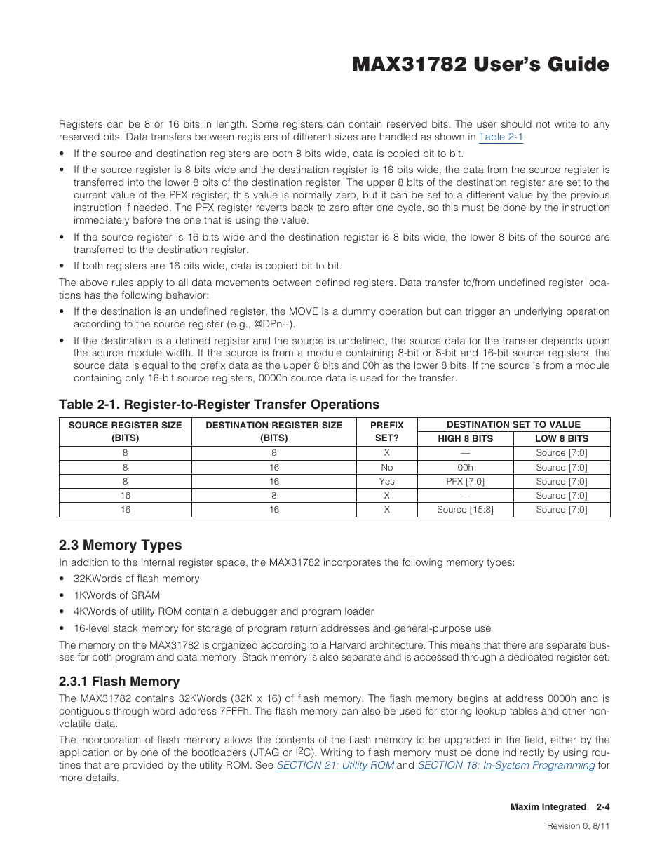3 memory types, 1 flash memory, 2 .3 memory types -4 | 2 .3 .1 flash memory -4 | Maxim Integrated MAX31782 User Manual | Page 8 / 223