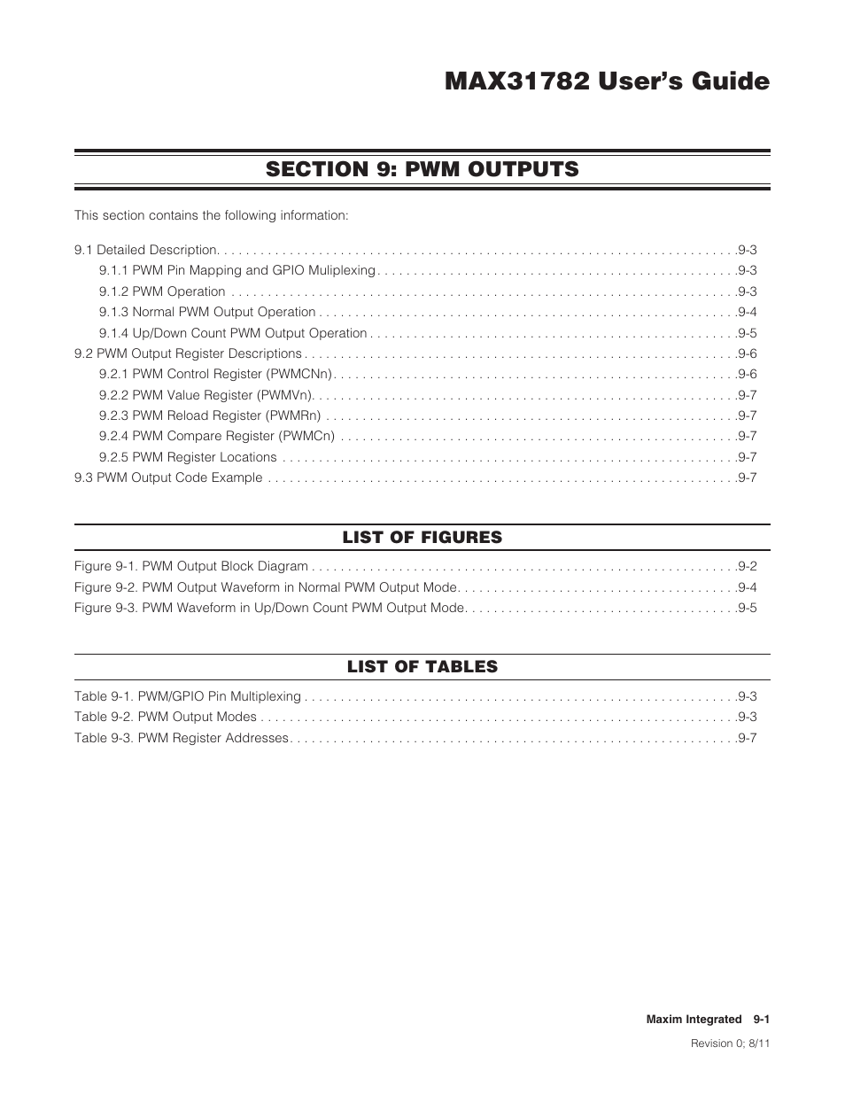 Section 9: pwm outputs, Section 9: pwm outputs -1 | Maxim Integrated MAX31782 User Manual | Page 82 / 223