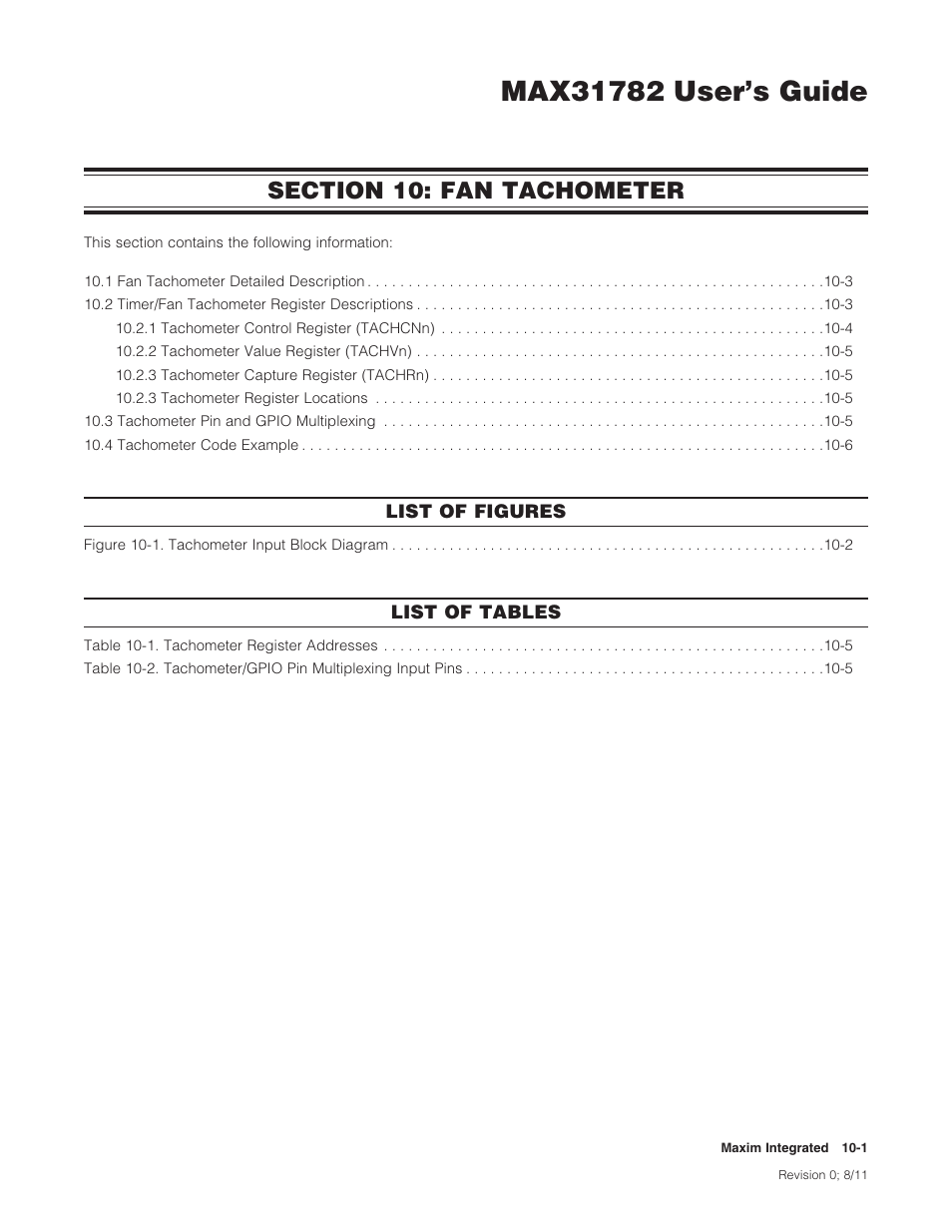 Section 10: fan tachometer, Section 10: fan tachometer -1 | Maxim Integrated MAX31782 User Manual | Page 89 / 223