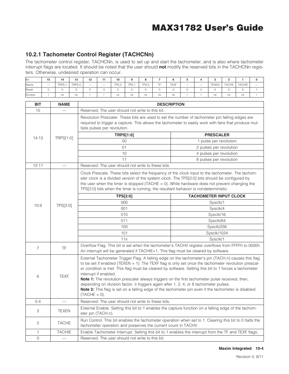 1 tachometer control register (tachcnn), 10 .2 .1 tachometer control register (tachcnn) -4, 1tachometercontrolregister(tachcnn) | Maxim Integrated MAX31782 User Manual | Page 92 / 223