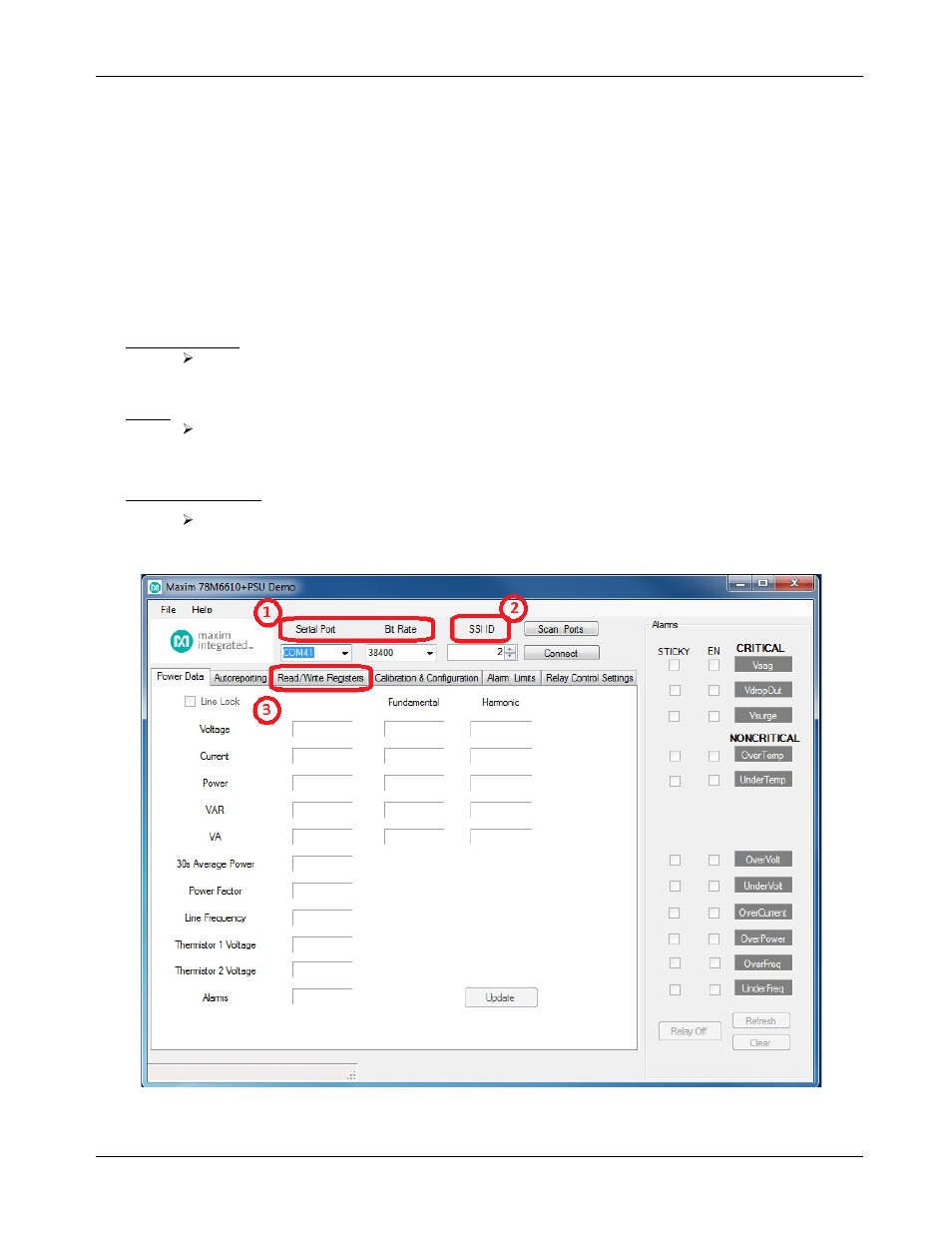 3 graphical user interface (gui), 1 gui initialization, Graphical user interface (gui) | Gui initialization | Maxim Integrated 78M6610+PSU Evaluation Kit User Manual | Page 13 / 26