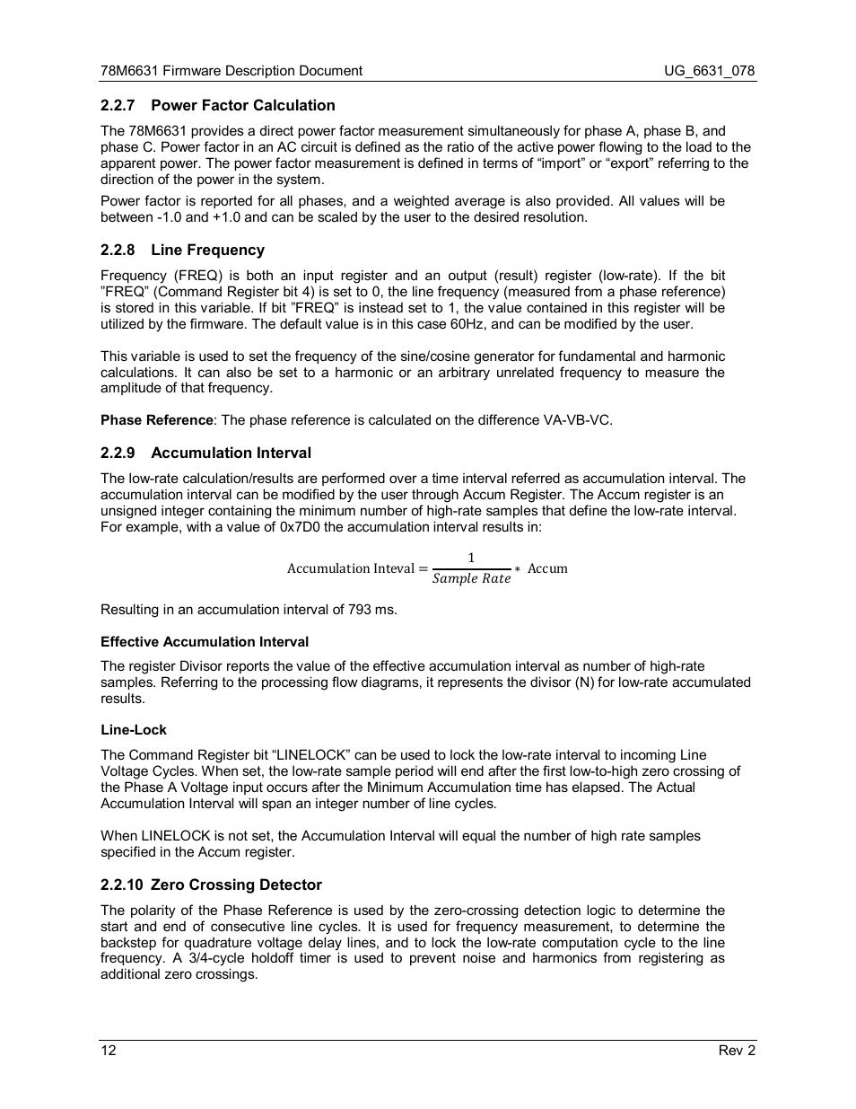 7 power factor calculation, 8 line frequency, 9 accumulation interval | 10 zero crossing detector, Power factor calculation, Line frequency, Accumulation interval, Zero crossing detector | Maxim Integrated 78M6631 User Manual | Page 12 / 32