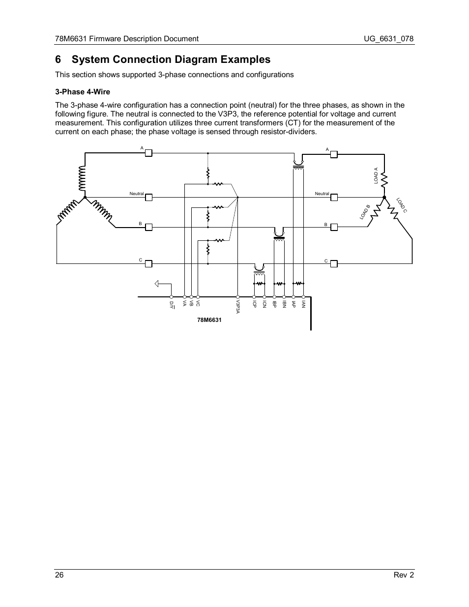 6 system connection diagram examples, System connection diagram examples | Maxim Integrated 78M6631 User Manual | Page 26 / 32