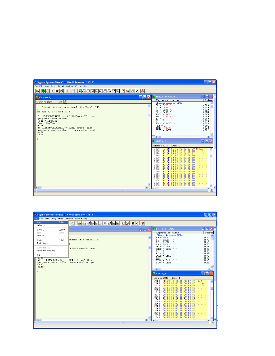 3 via the adm-51 emulator, Via the adm-51 emulator | Maxim Integrated 78M6613 PSU Firmware User Manual | Page 17 / 19