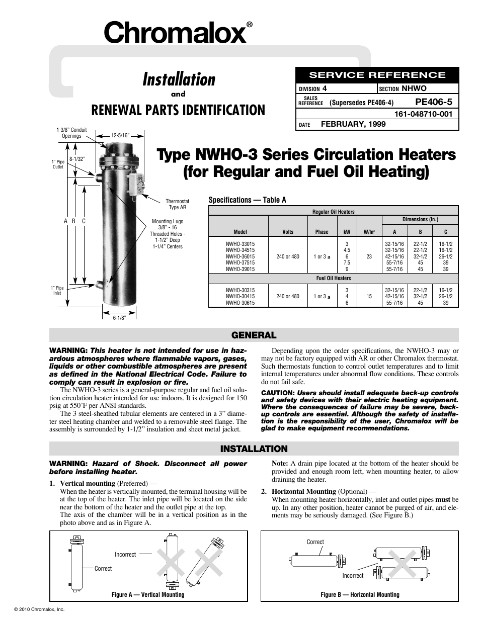 Chromalox NWHO-33015 User Manual | 4 pages