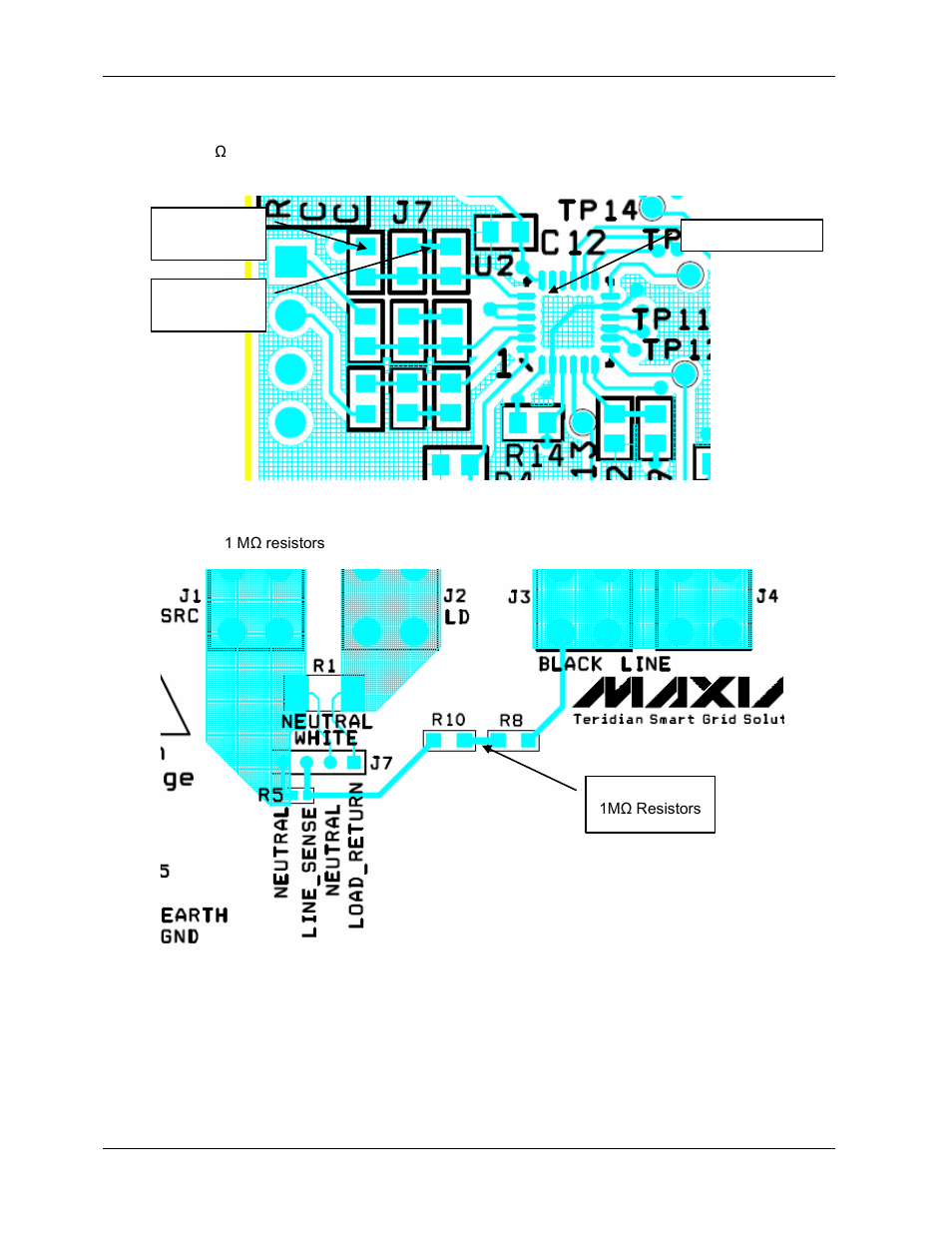 3 line voltage resistor network, Line voltage resistor network | Maxim Integrated 78M6610+PSU Hardware Design Guidelines User Manual | Page 16 / 19