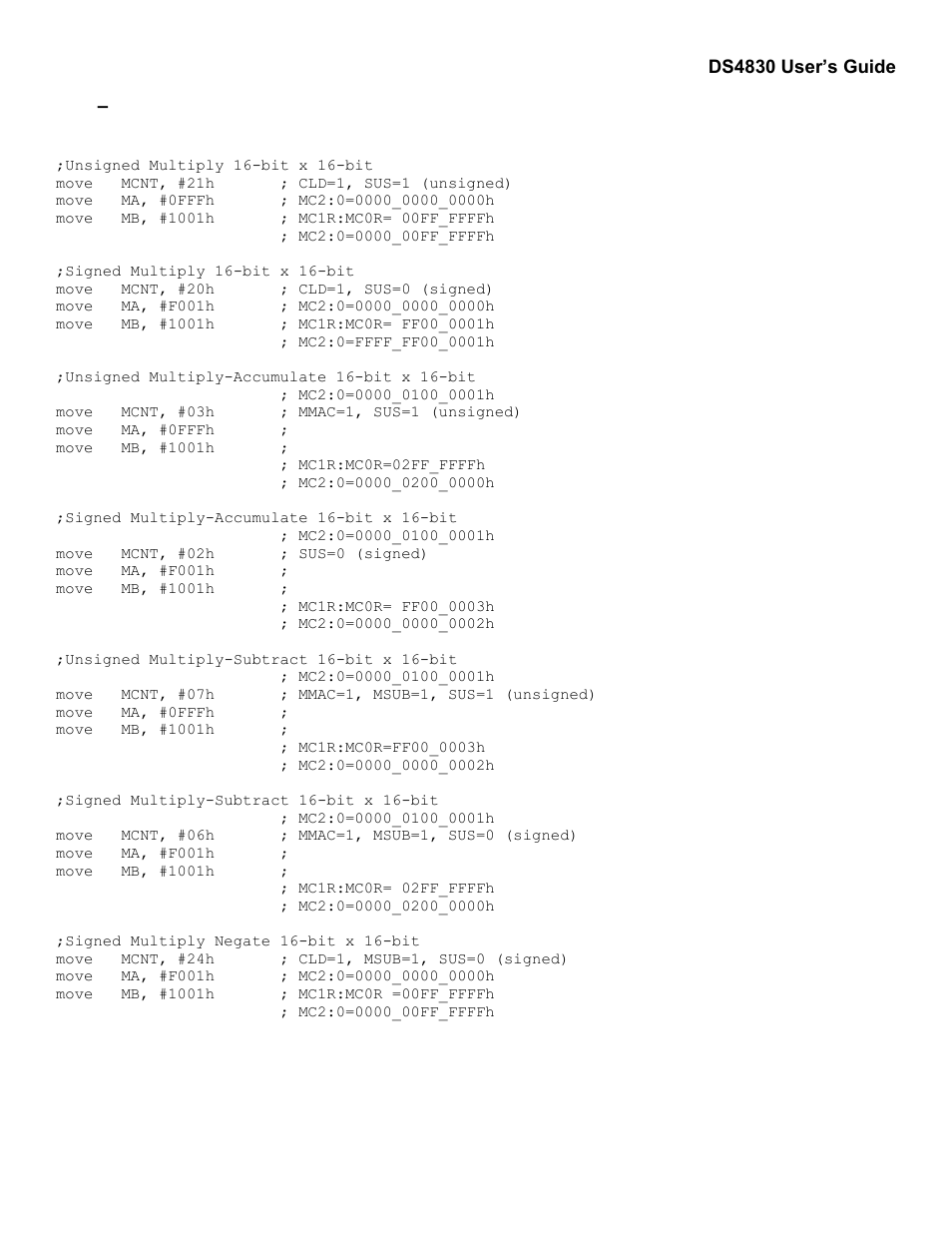 6 – hardware multiplier examples, Hardware multiplier examples | Maxim Integrated DS4830 Optical Microcontroller User Manual | Page 145 / 227