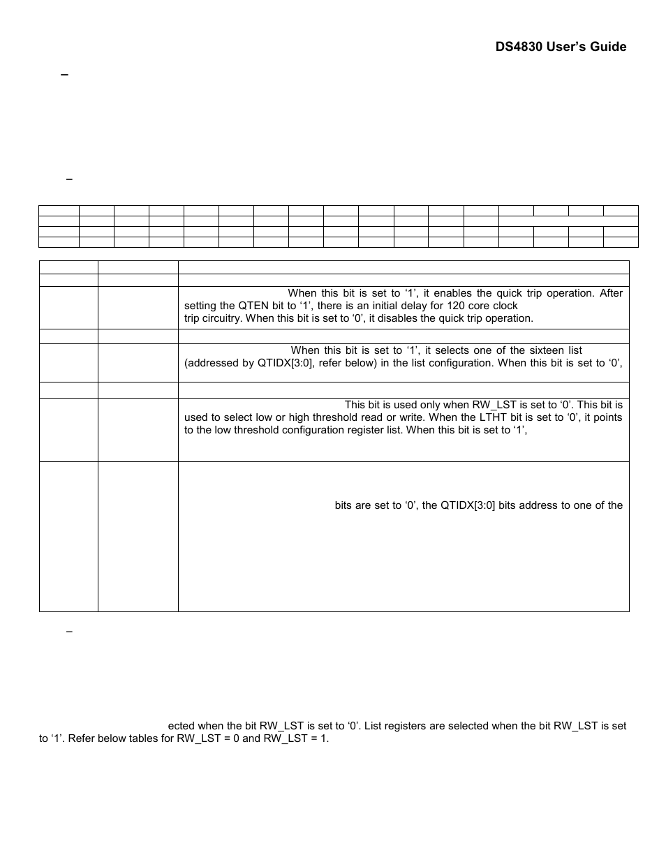 2 – quick trip register descriptions, Quick trip register descriptions, Ds4830 user’s guide | Maxim Integrated DS4830 Optical Microcontroller User Manual | Page 72 / 227