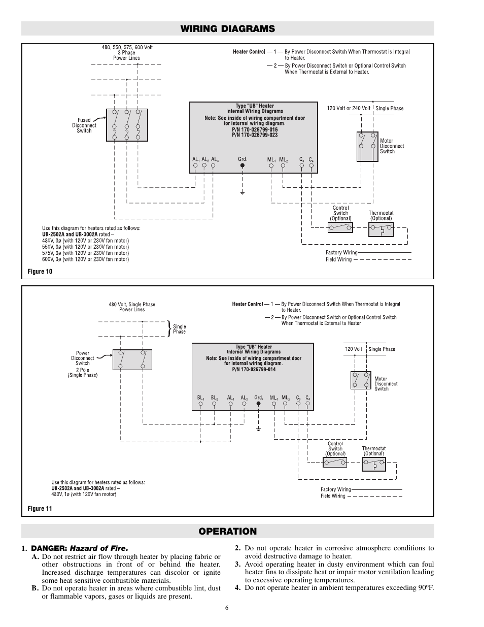Wiring diagrams, Operation | Chromalox UB-2502A User Manual | Page 6 / 8