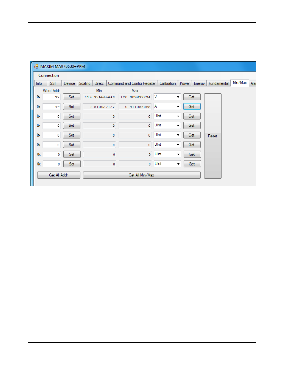 10 min/max tab, Min/max tab | Maxim Integrated MAX78630+PPM Evaluation Kit User Manual | Page 23 / 32