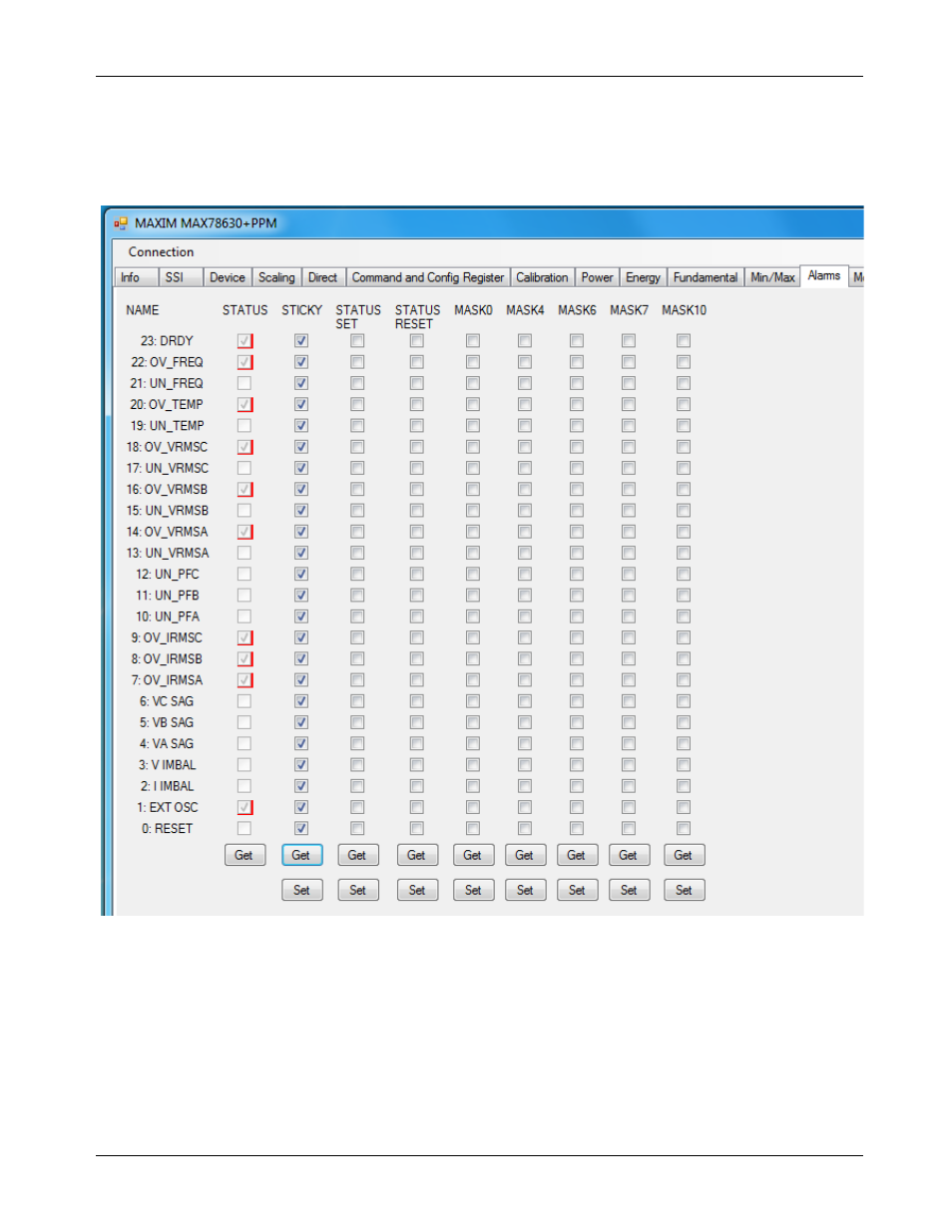 11 alarm tab, Alarm tab | Maxim Integrated MAX78630+PPM Evaluation Kit User Manual | Page 24 / 32