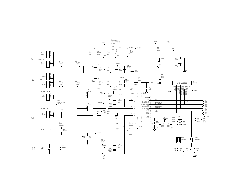 7 hardware design information, 1 board schematics, Hardware design information | Board schematics, S2 s0 | Maxim Integrated 78M6610+LMU Evaluation Kit User Manual | Page 24 / 32
