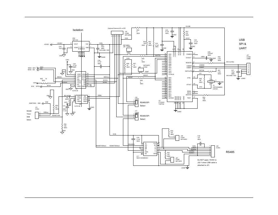 Isolation, Rs485, Usb spi & uart | Maxim Integrated 78M6610+LMU Evaluation Kit User Manual | Page 27 / 32