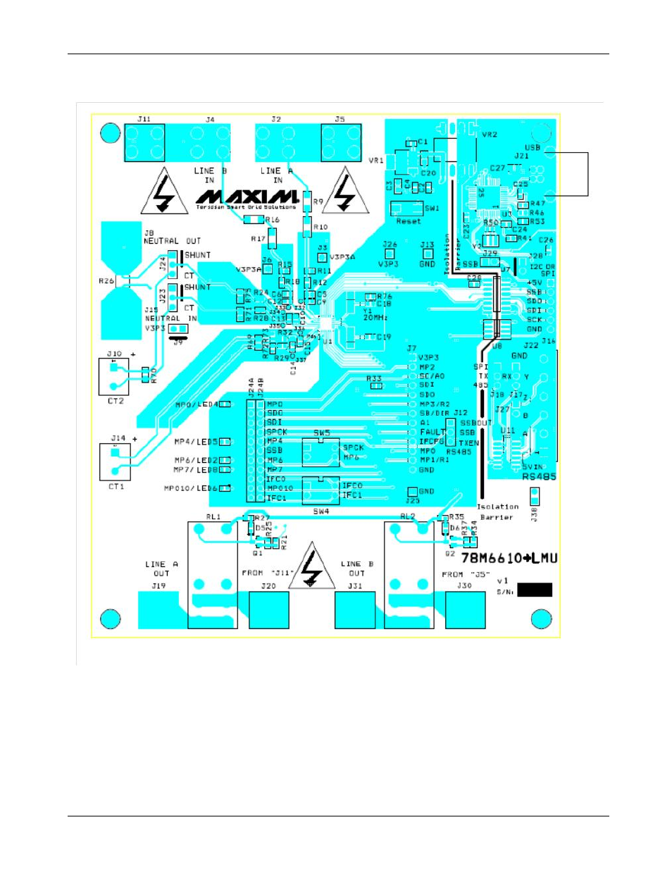 3 pcb layout, Pcb layout | Maxim Integrated 78M6610+LMU Evaluation Kit User Manual | Page 30 / 32