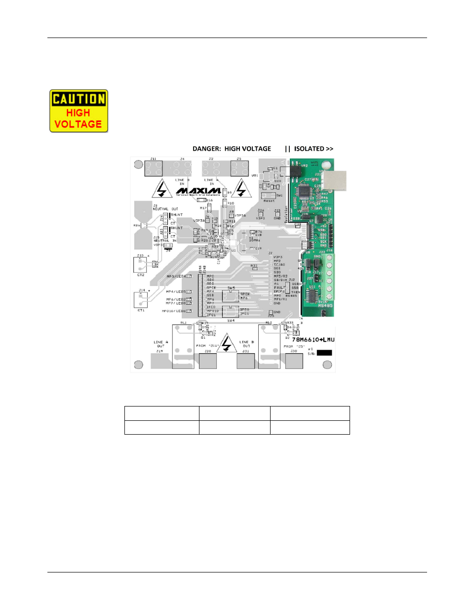 4 safety and esd notes, Safety and esd notes, Testing the 78m6610+lmu ev board prior to shipping | Maxim Integrated 78M6610+LMU Evaluation Kit User Manual | Page 5 / 32