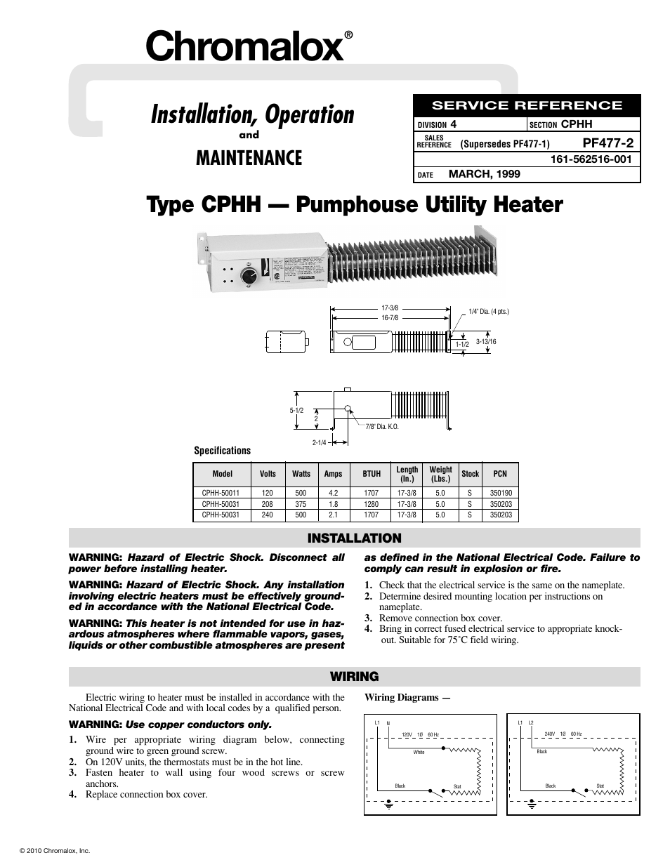 Chromalox PF477-2 User Manual | 2 pages