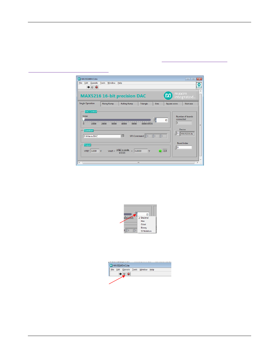 2 gui for max5216daclite, Gui for max5216daclite | Maxim Integrated MAXSANTAFEEVSYS User Manual | Page 12 / 15