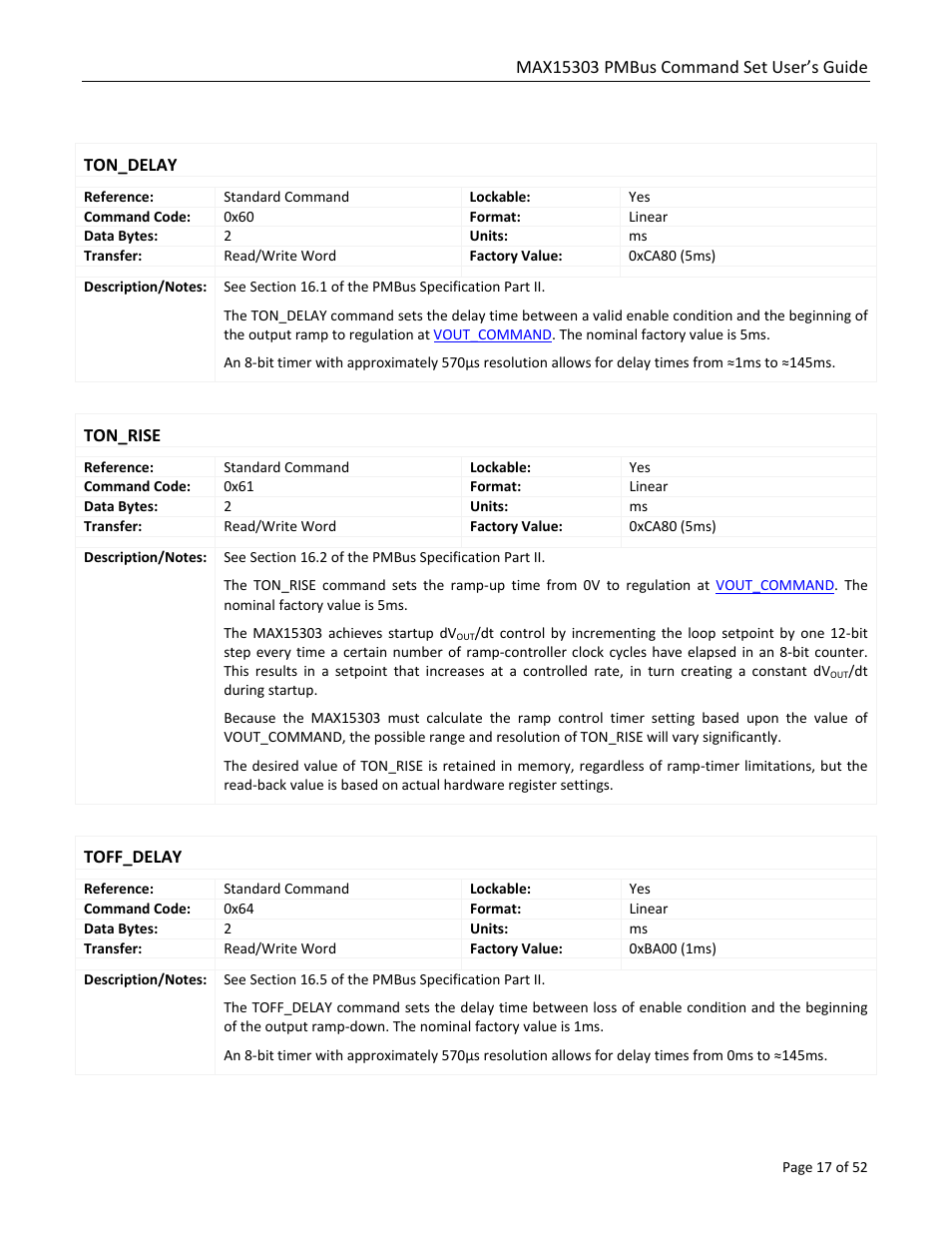 Ton_delay, Ton_rise, Toff_delay | Maxim Integrated MAX15303 PMBus Command Set User Manual | Page 17 / 52