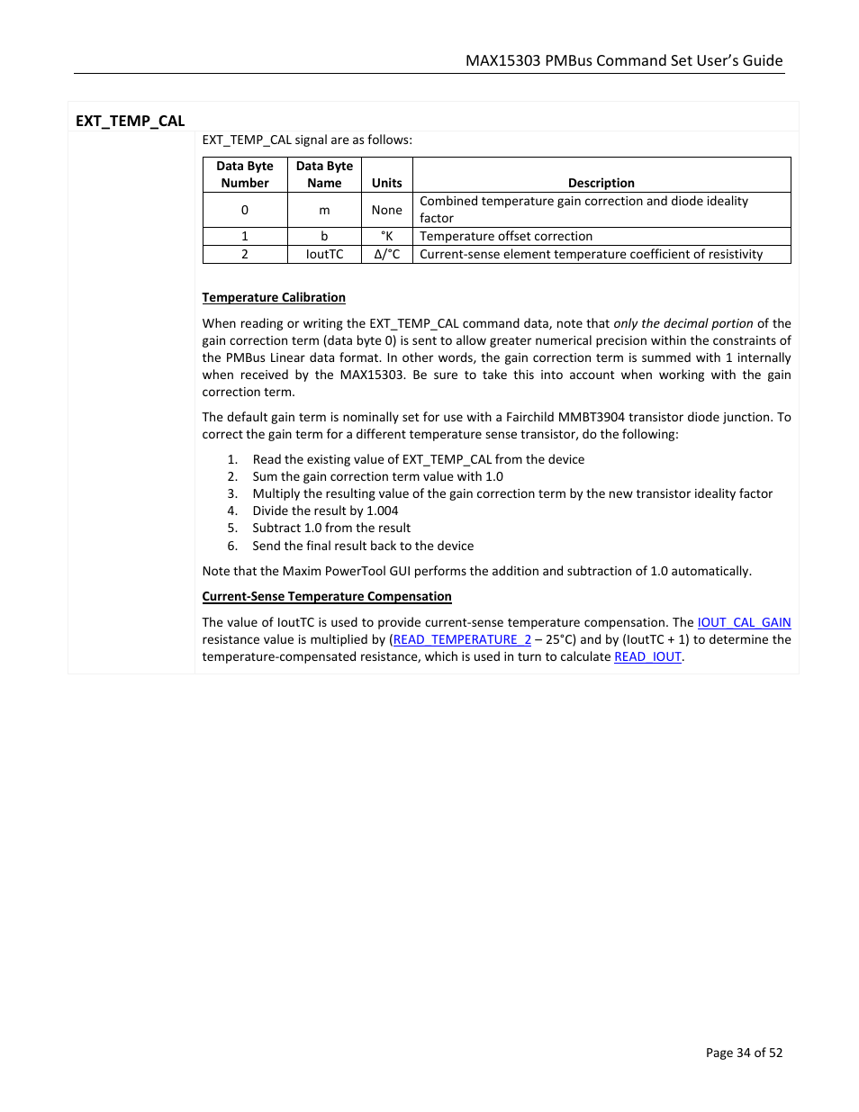 Ext_temp_cal | Maxim Integrated MAX15303 PMBus Command Set User Manual | Page 34 / 52