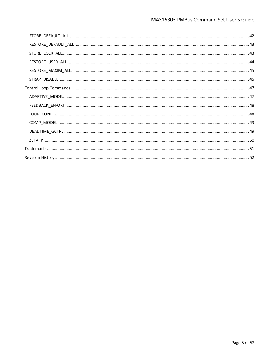 Maxim Integrated MAX15303 PMBus Command Set User Manual | Page 5 / 52