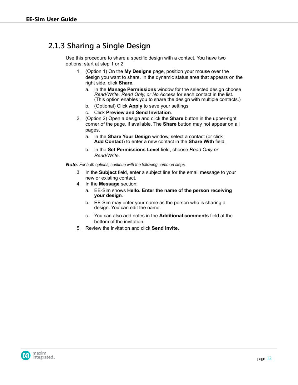 3 sharing a single design, 2 .1 .3 sharing a single design | Maxim Integrated EE-Sim User Manual | Page 13 / 44