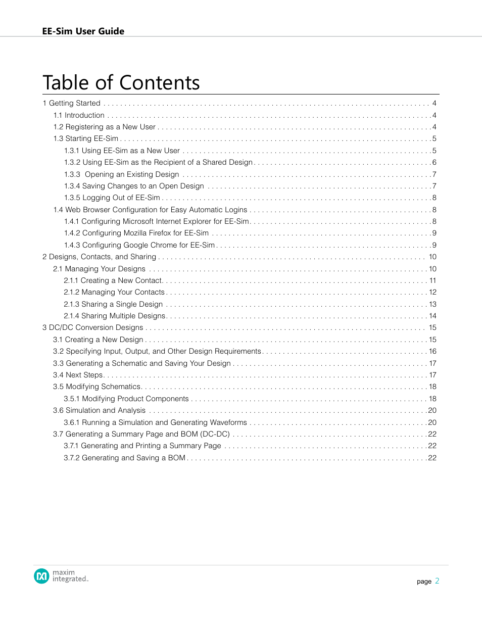 Maxim Integrated EE-Sim User Manual | Page 2 / 44