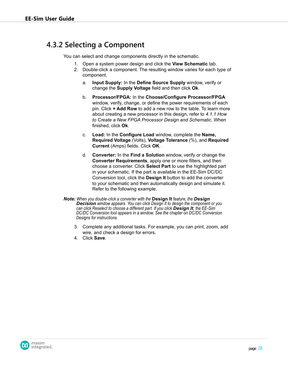 2 selecting a component, 4 .3 .2 selecting a component | Maxim Integrated EE-Sim User Manual | Page 28 / 44