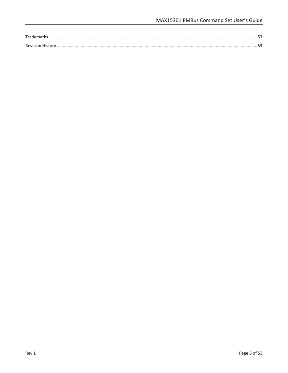 Maxim Integrated MAX15301 PMBus Command Set User Manual | Page 6 / 53