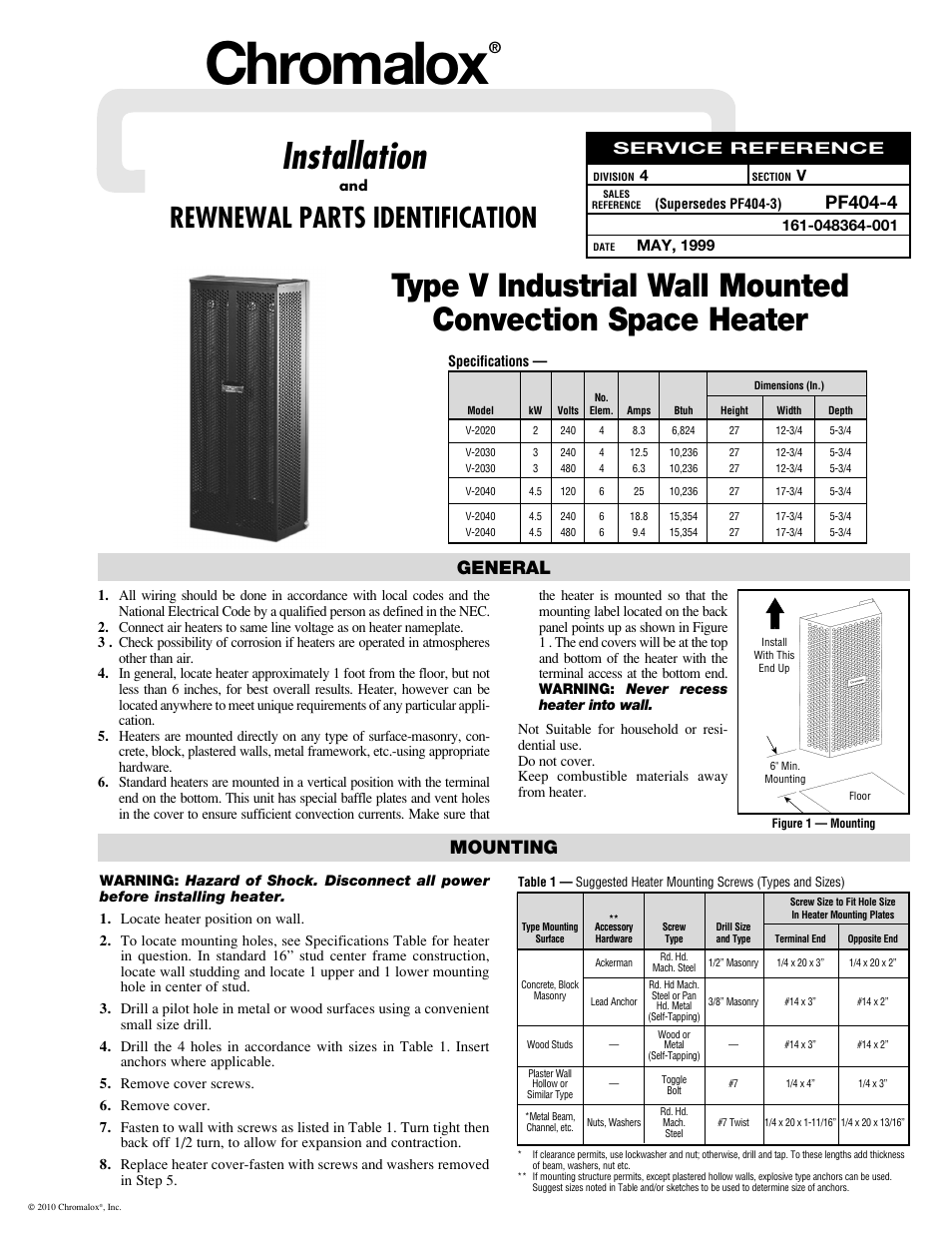 Chromalox V-2020 User Manual | 2 pages