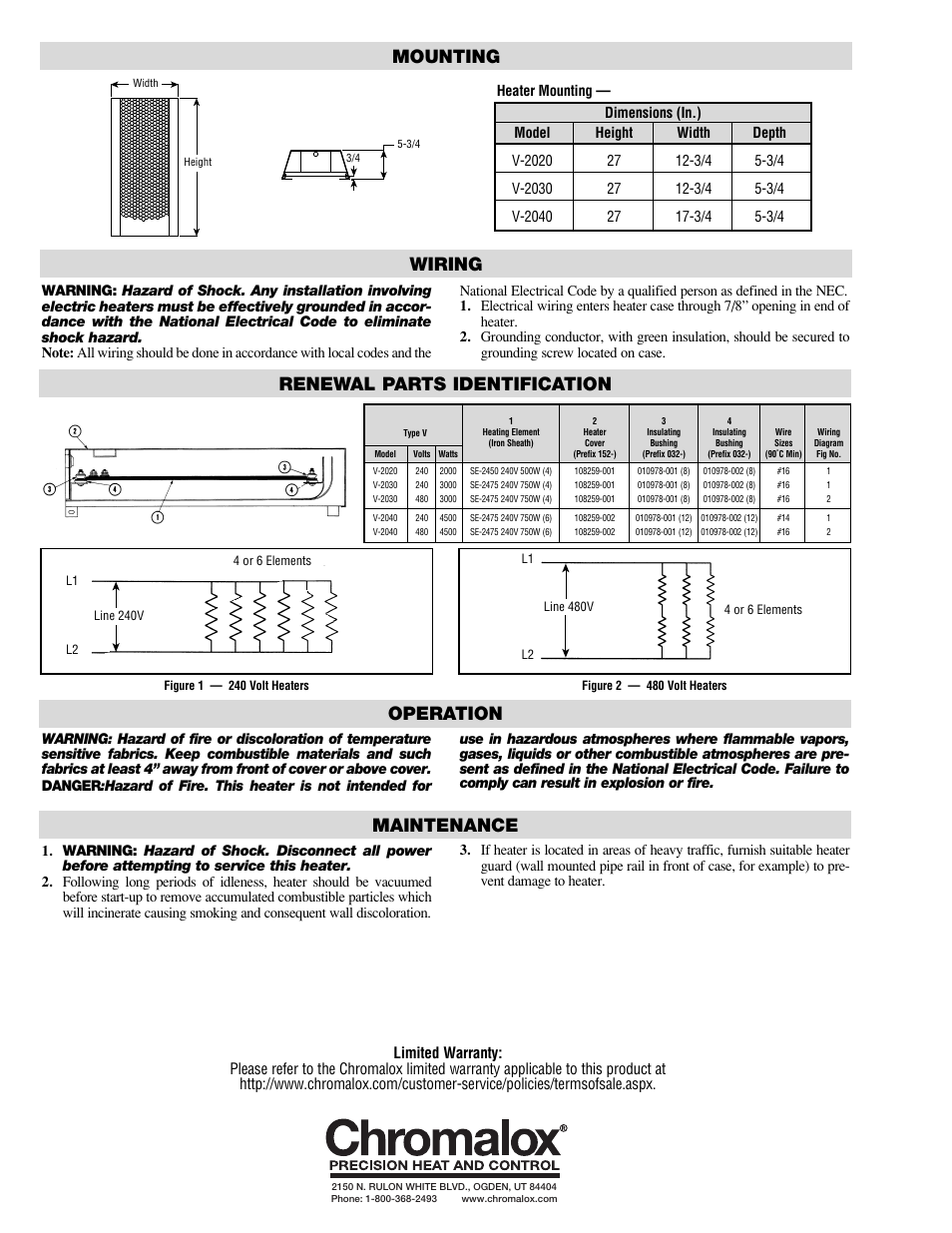 Maintenance | Chromalox V-2020 User Manual | Page 2 / 2