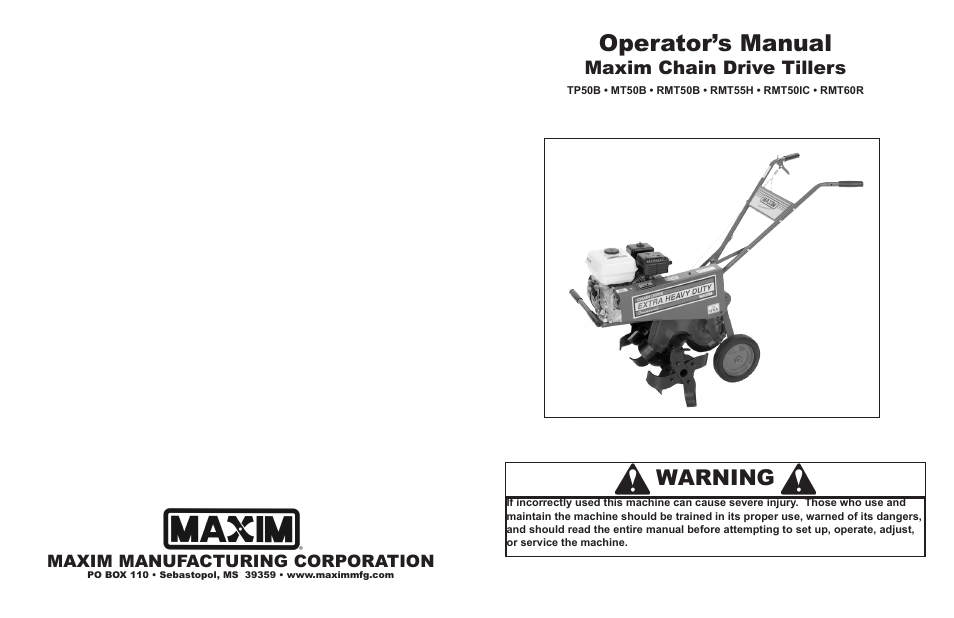 Maxim Manufacturing TP50B User Manual | 8 pages