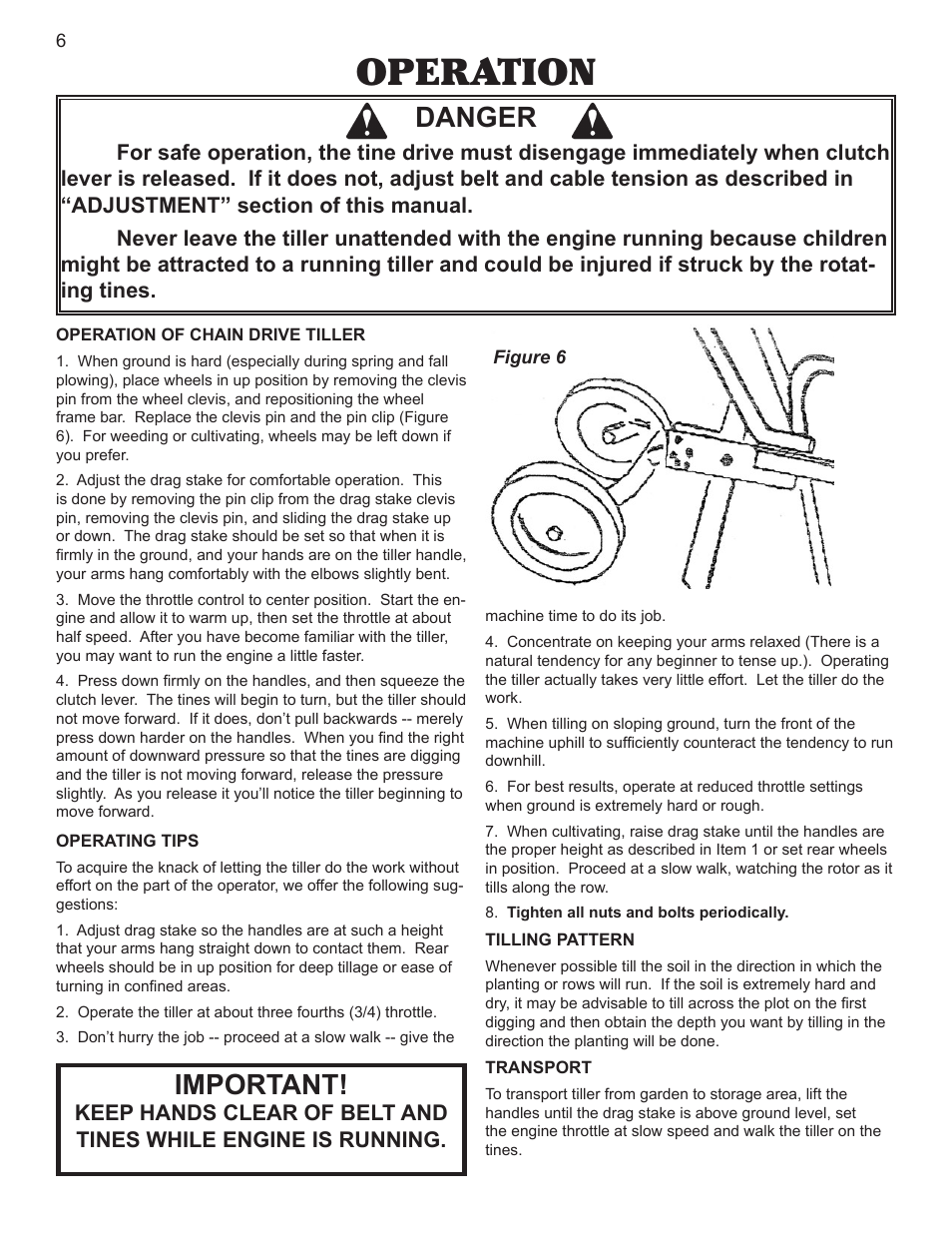 Operation, Danger, Important | Maxim Manufacturing M30B User Manual | Page 6 / 12