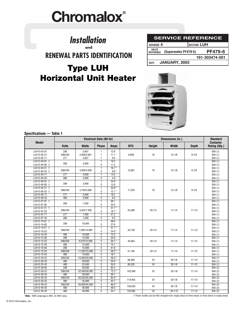 Chromalox PF479-6 User Manual | 9 pages