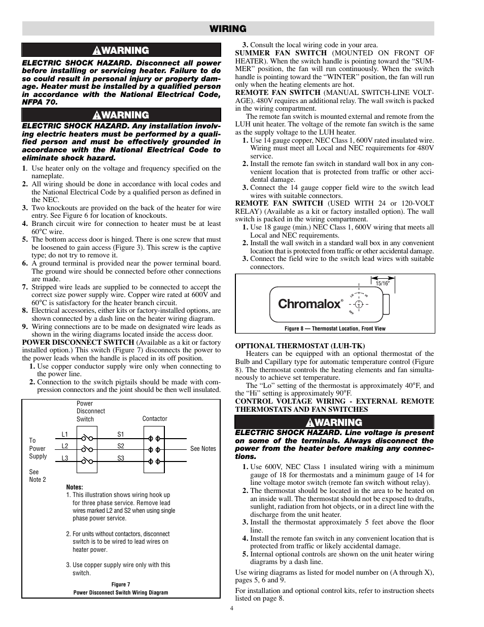 Chromalox, Wiring | Chromalox PF479-6 User Manual | Page 4 / 9