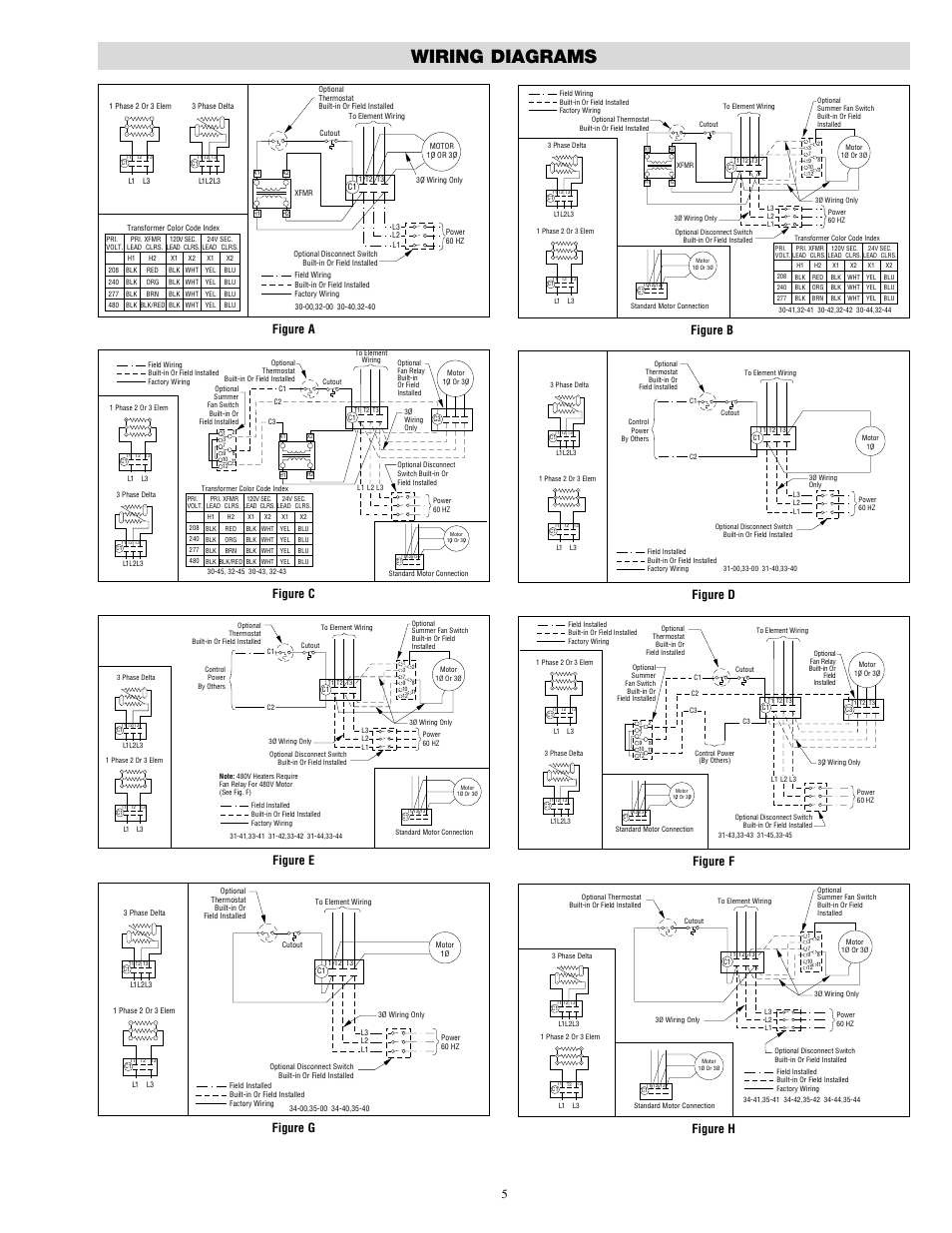 Wiring diagrams, Figure a, Figure b | Figure c, Figure e, Figure g, Figure d, Figure f, Figure h | Chromalox PF479-6 User Manual | Page 5 / 9