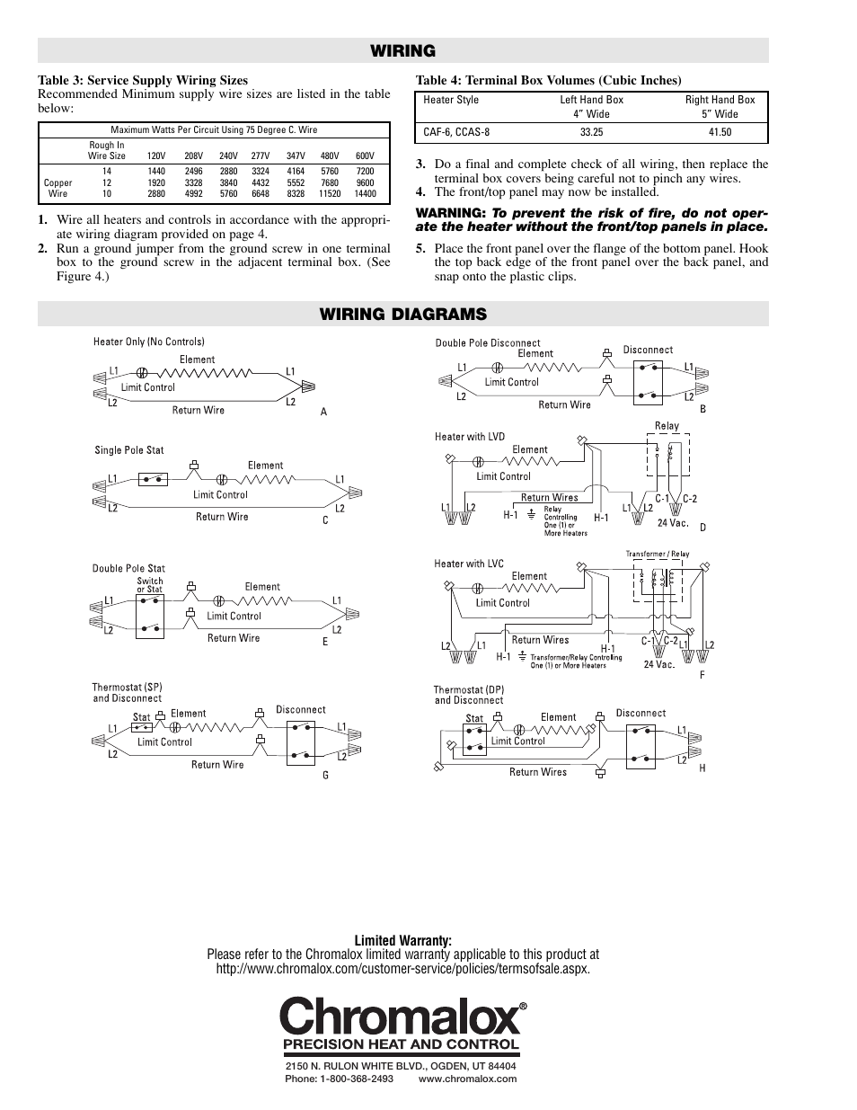 Wiring wiring diagrams | Chromalox CCAS-8 User Manual | Page 4 / 4