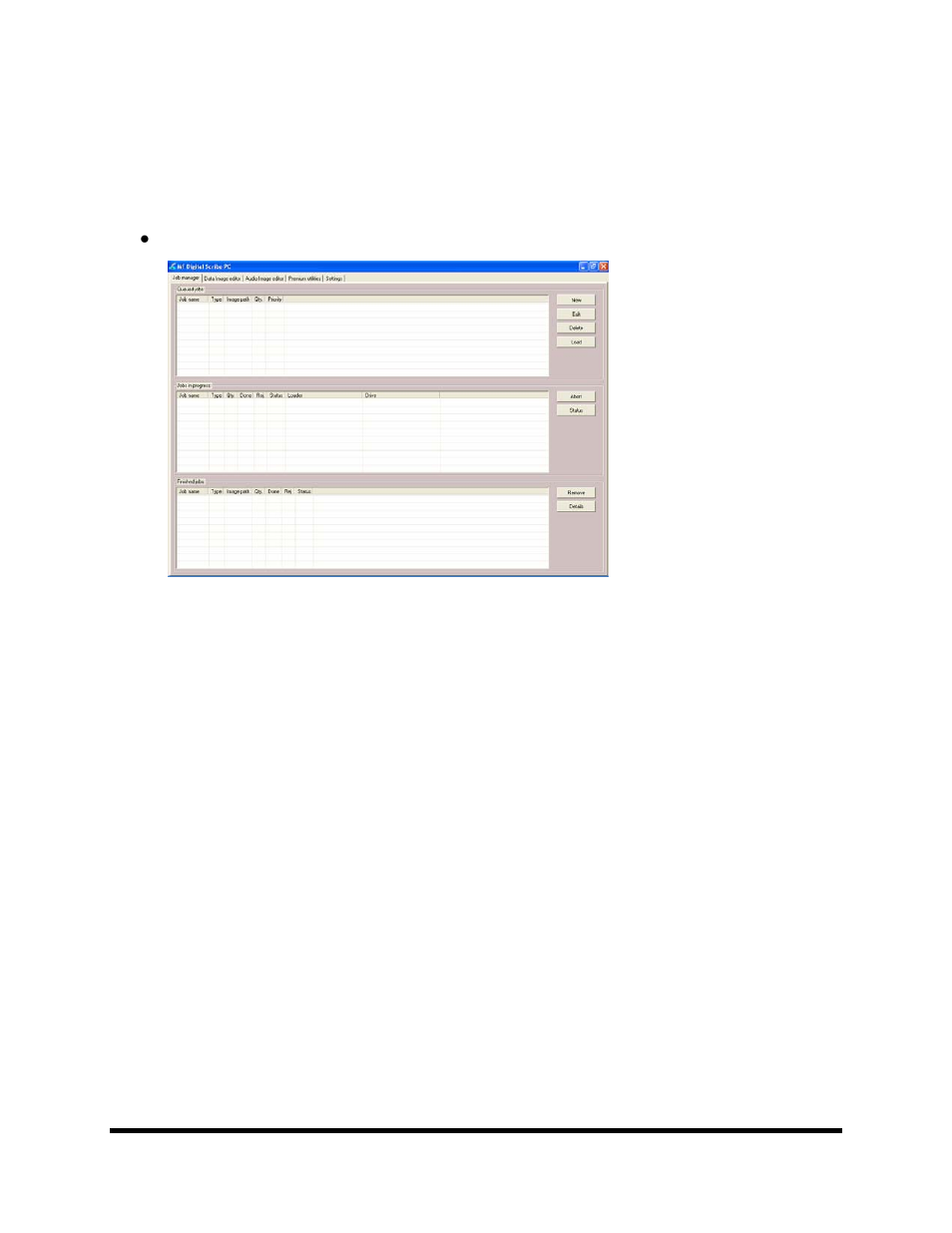 Page 37, Job manager tab | MF Digital SCRIBE 9000 User Manual | Page 38 / 73