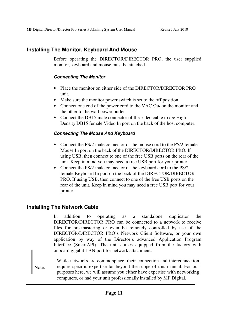 MF Digital DIRECTOR PRO Series User Manual | Page 11 / 69