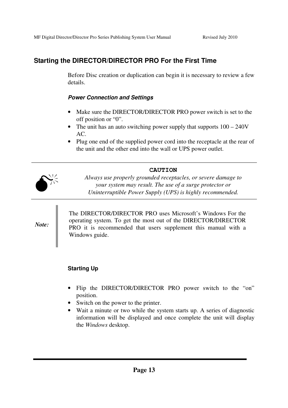 Page 13, Caution | MF Digital DIRECTOR PRO Series User Manual | Page 13 / 69