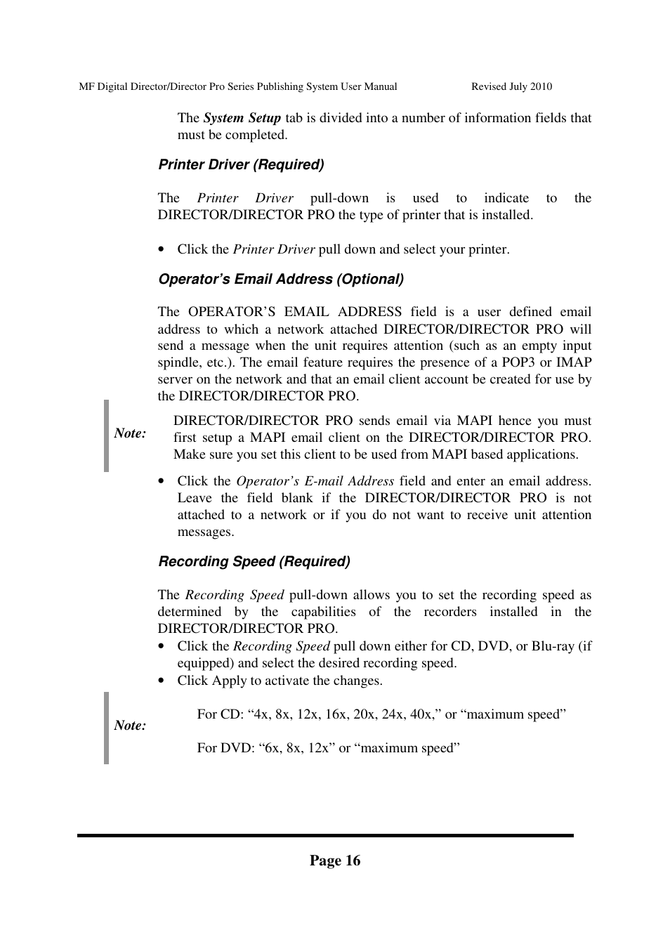 MF Digital DIRECTOR PRO Series User Manual | Page 16 / 69
