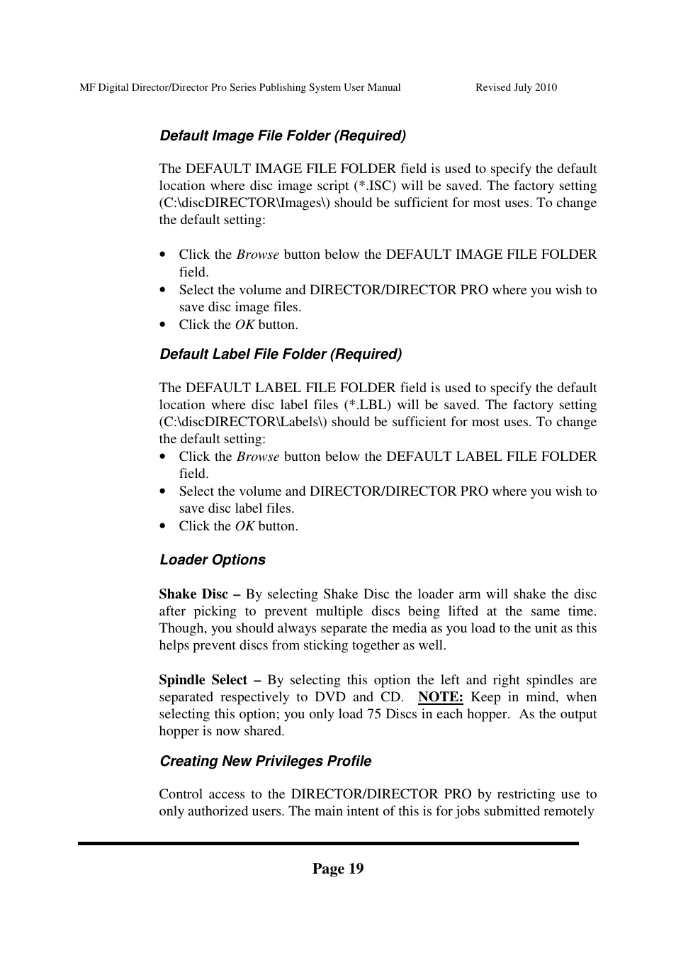 MF Digital DIRECTOR PRO Series User Manual | Page 19 / 69