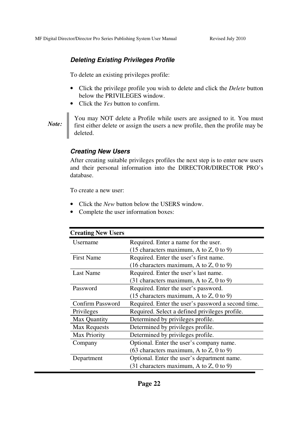 MF Digital DIRECTOR PRO Series User Manual | Page 22 / 69