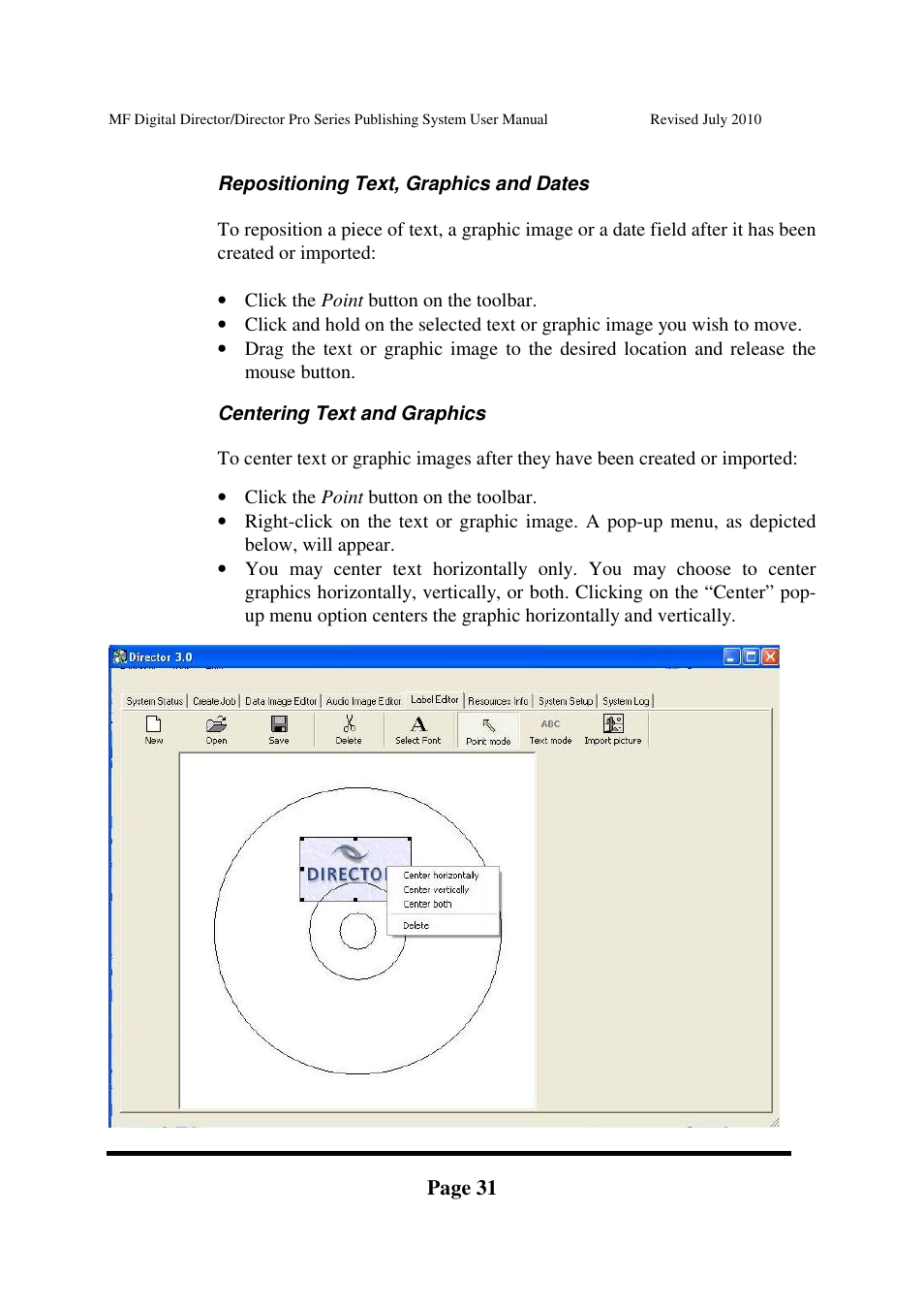 MF Digital DIRECTOR PRO Series User Manual | Page 31 / 69